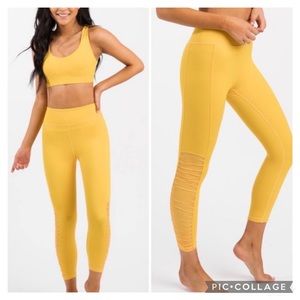 ZYIA Daffodil Yellow Mesh Light n Tight Hi-Rise Leggings  4
